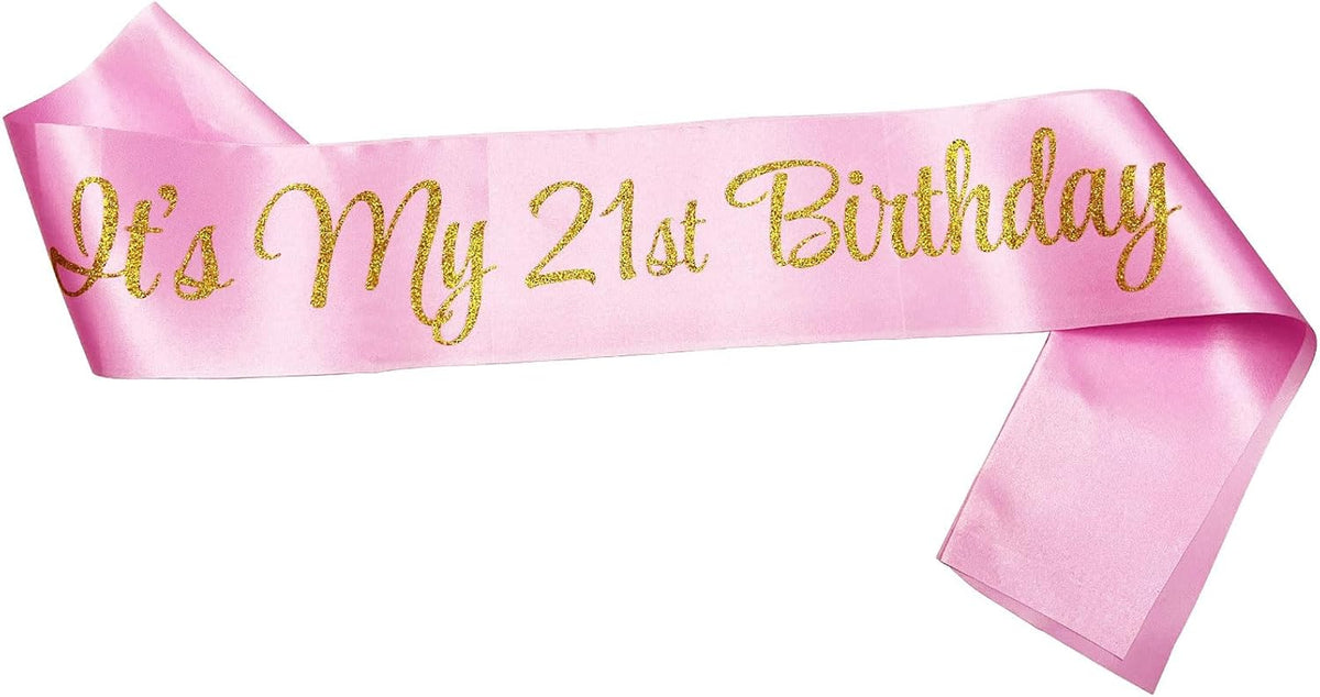 Pink and gold 21st birthday sash