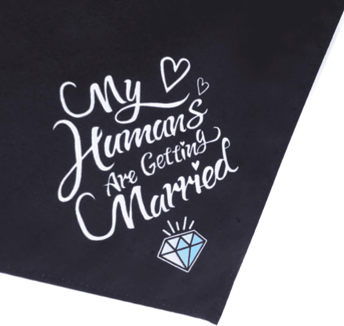 Black wedding announcement pet scarf for large dogs