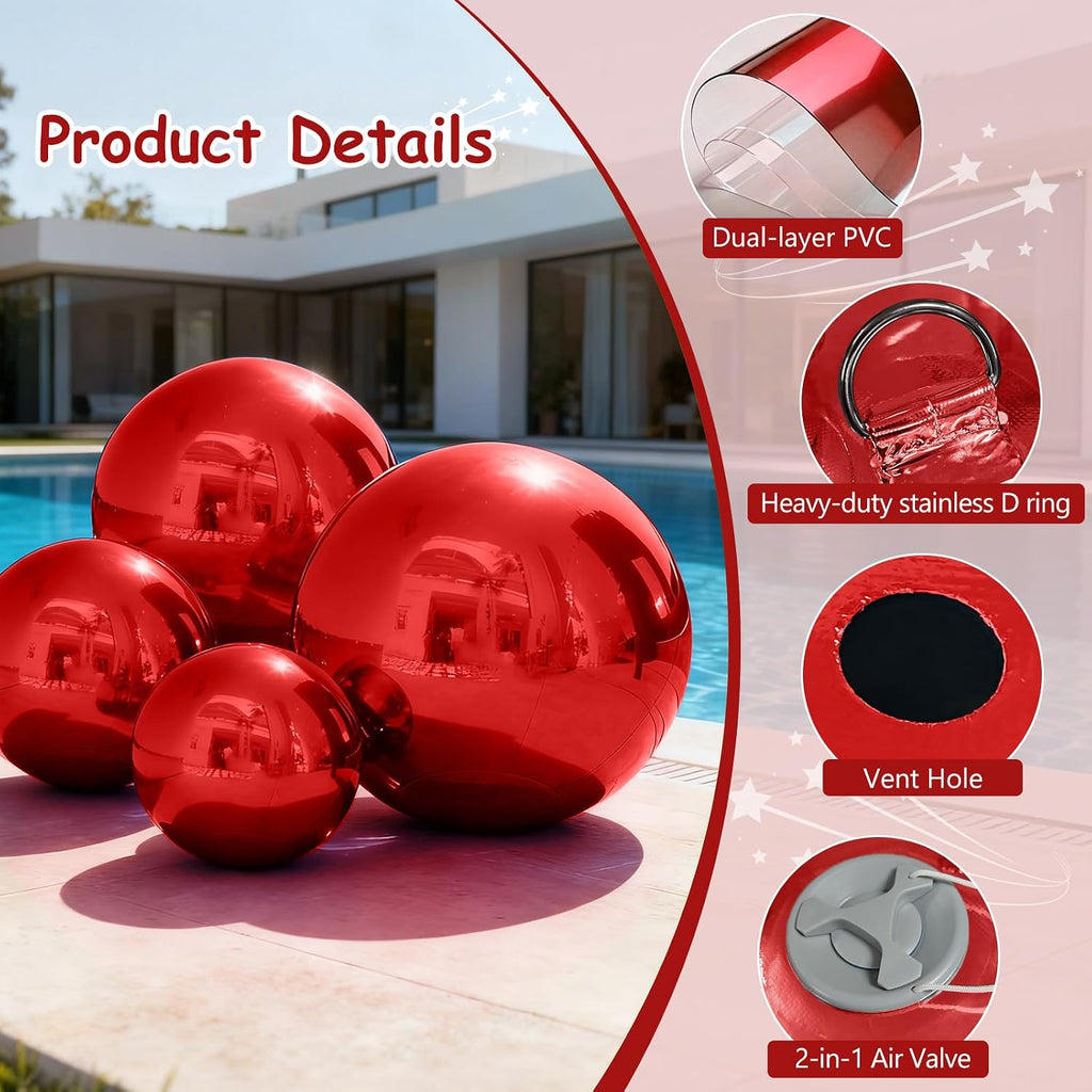 Reflective red party ball for stage displays