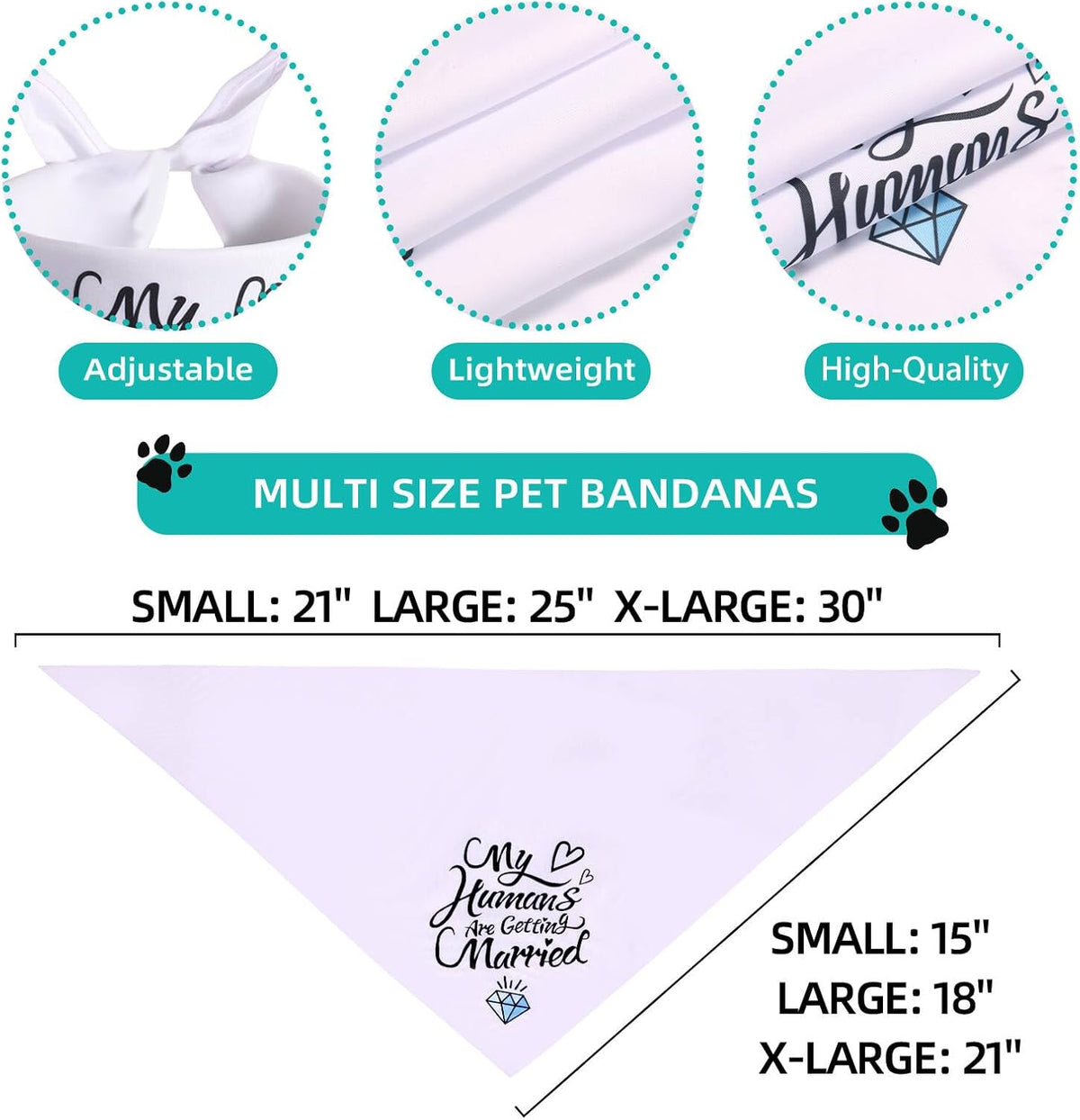 Small white wedding announcement dog bandana