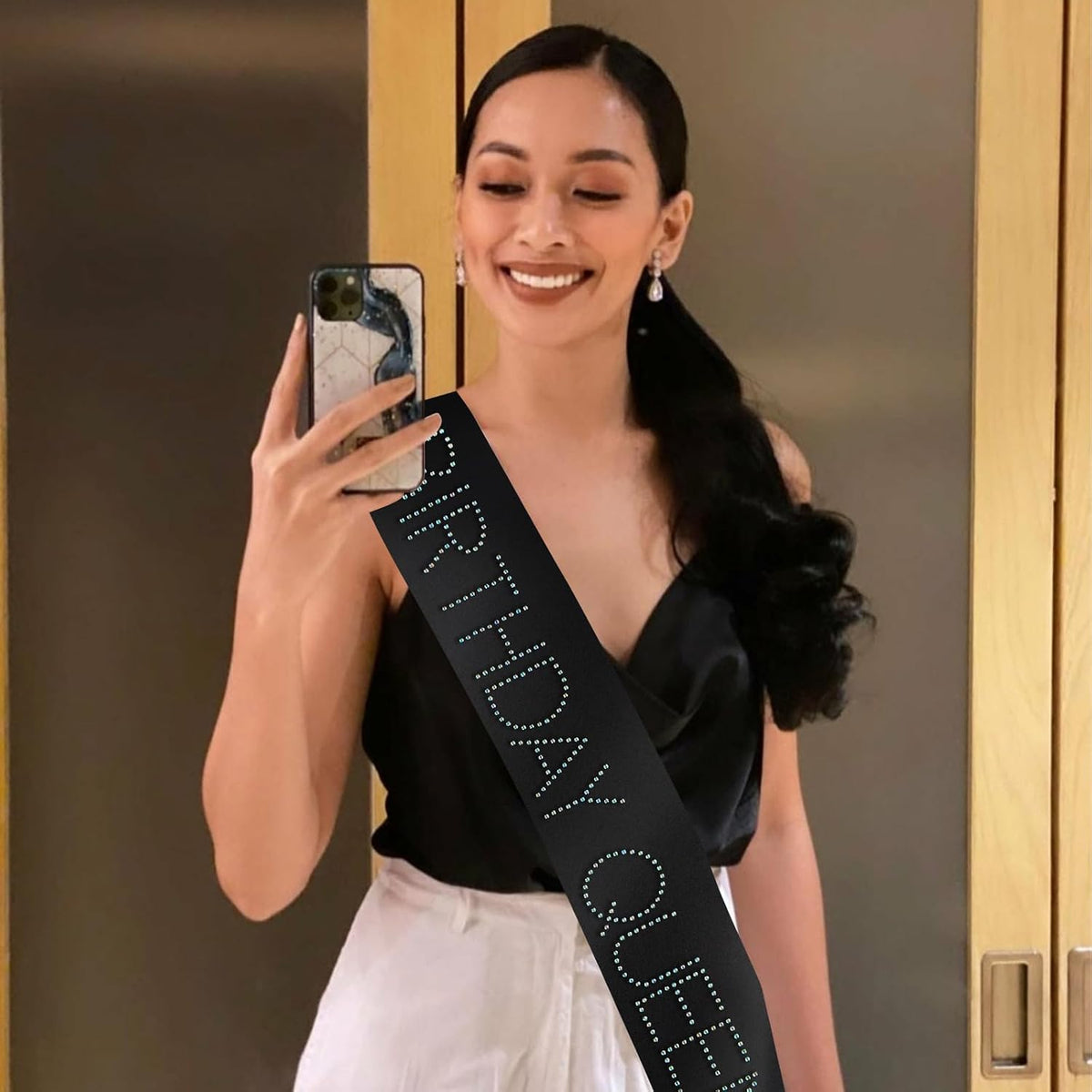 Black Birthday Queen accessory sash