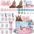 Boots or Bows gender reveal cake decoration set