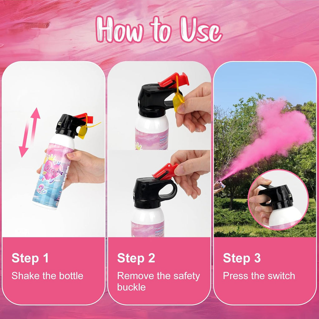 Pink gender reveal powder extinguisher-style party props
