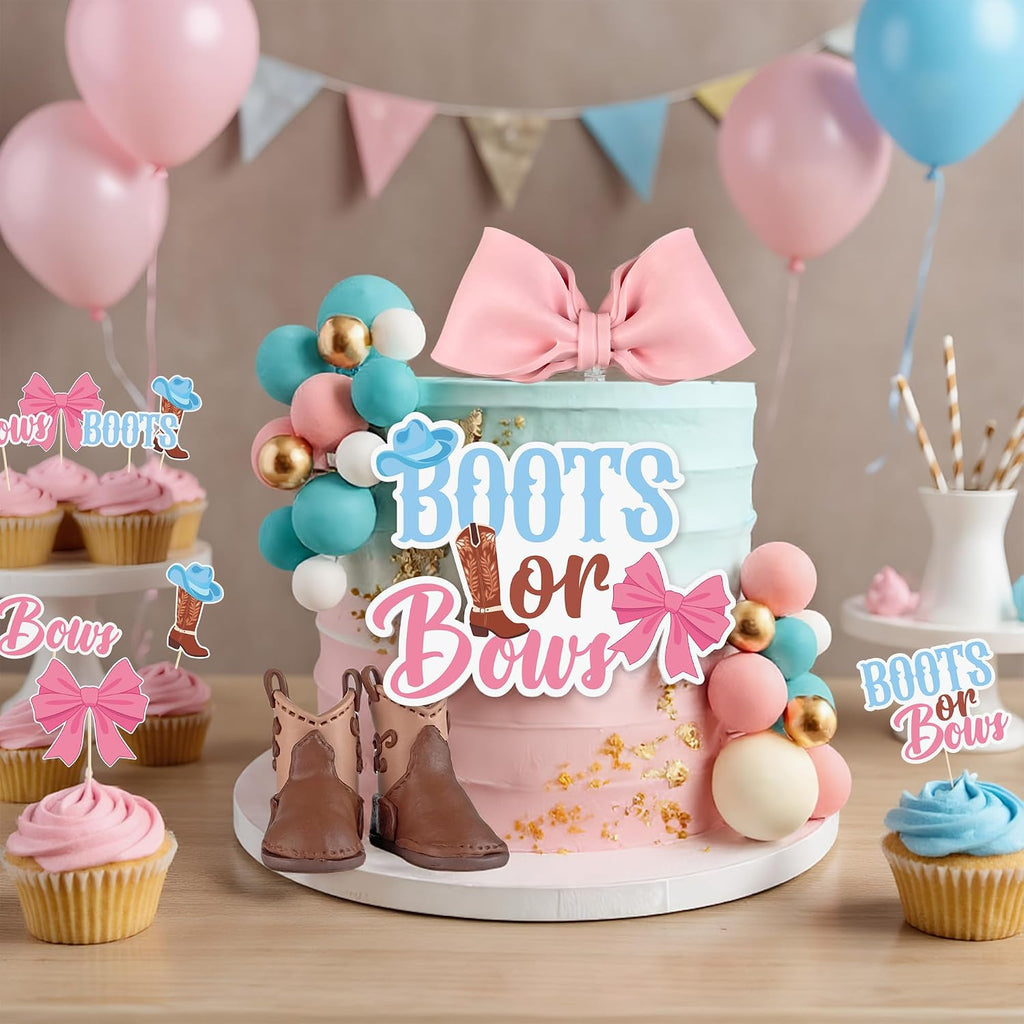 34-piece Boots or Bows cake decoration set