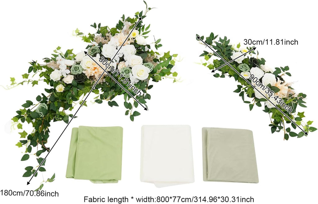 Green artificial flower arrangement for event arches