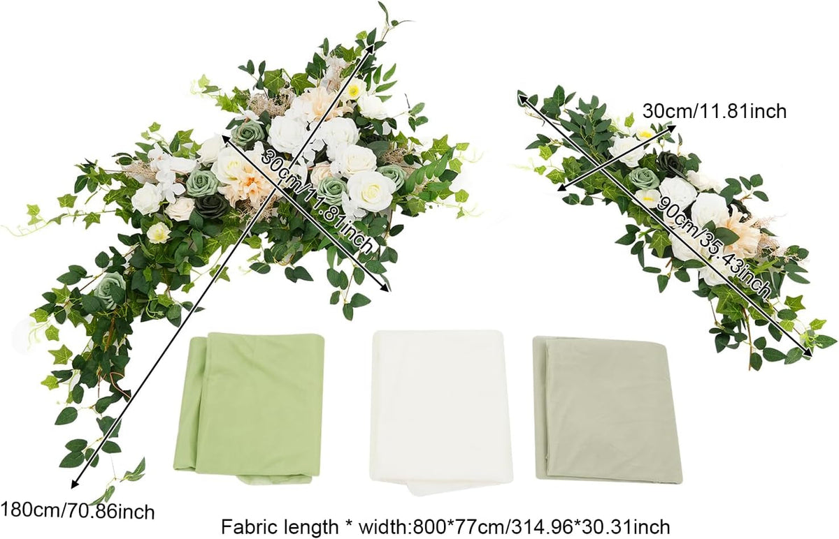 Green artificial flower arrangement for event arches