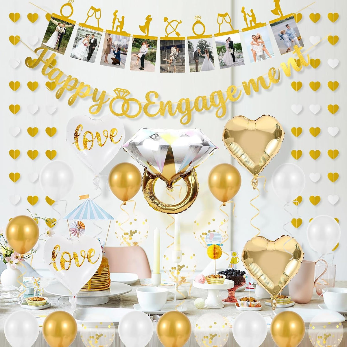 29-piece gold engagement décor set