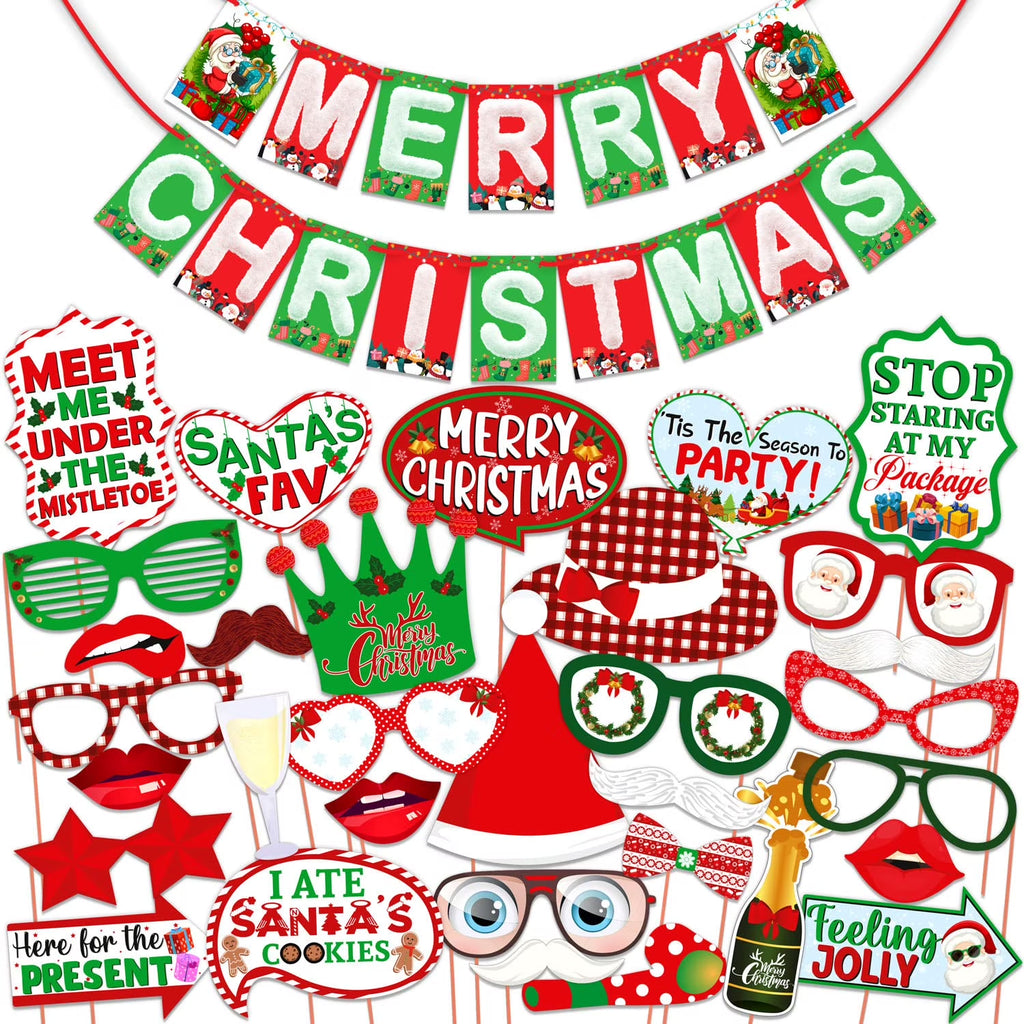 Christmas party decoration kit with banner and props