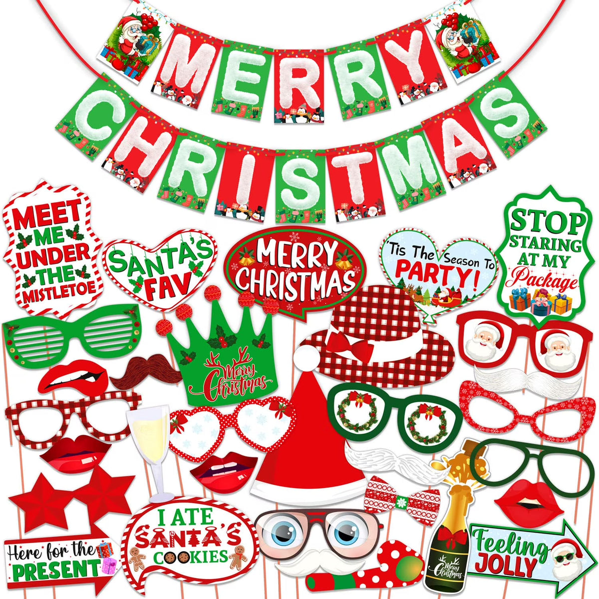 Christmas party decoration kit with banner and props
