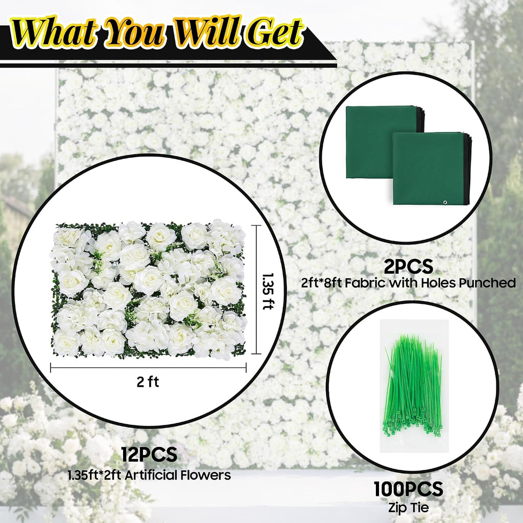 Reusable white floral backdrop wall panels