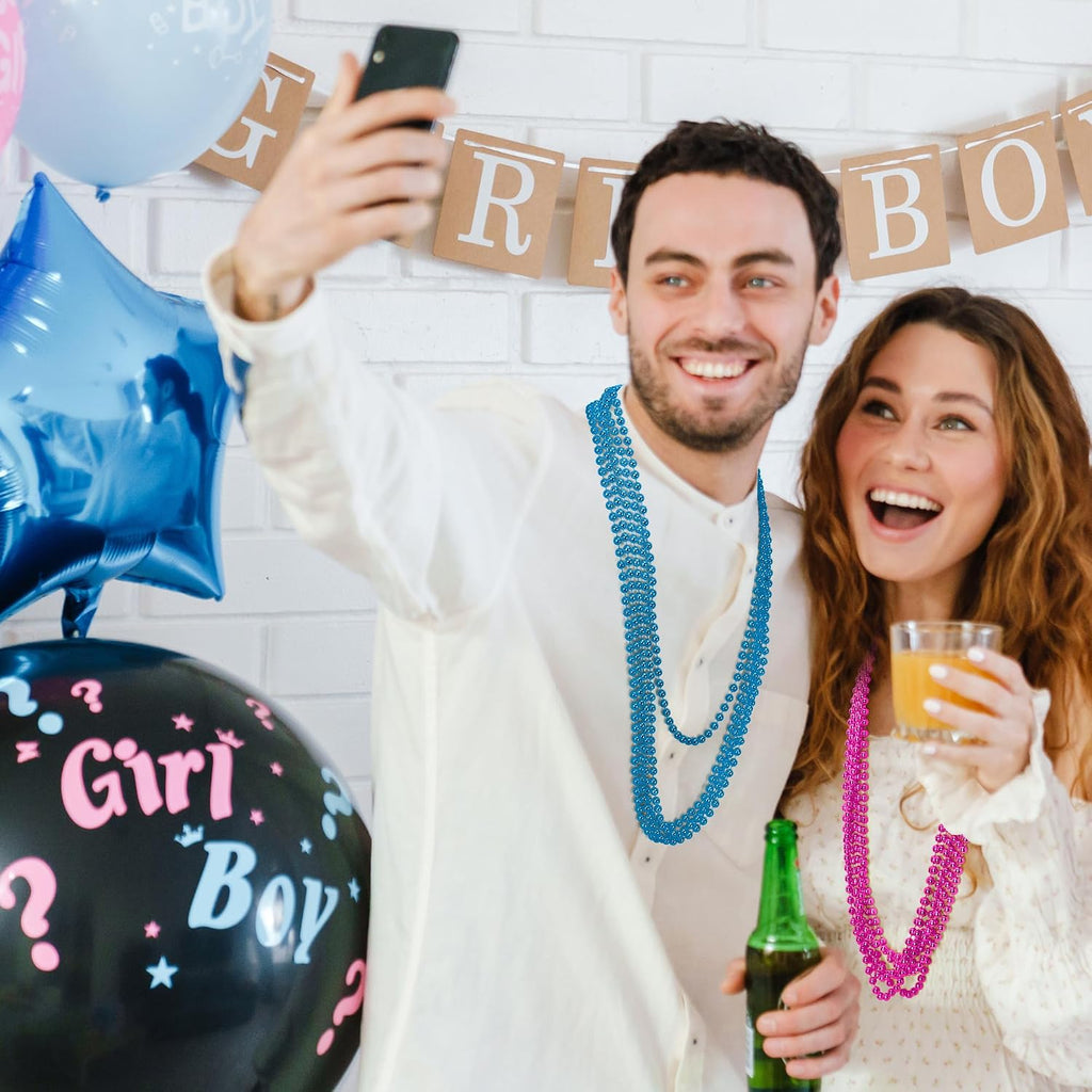 Gender reveal party favor bead necklaces