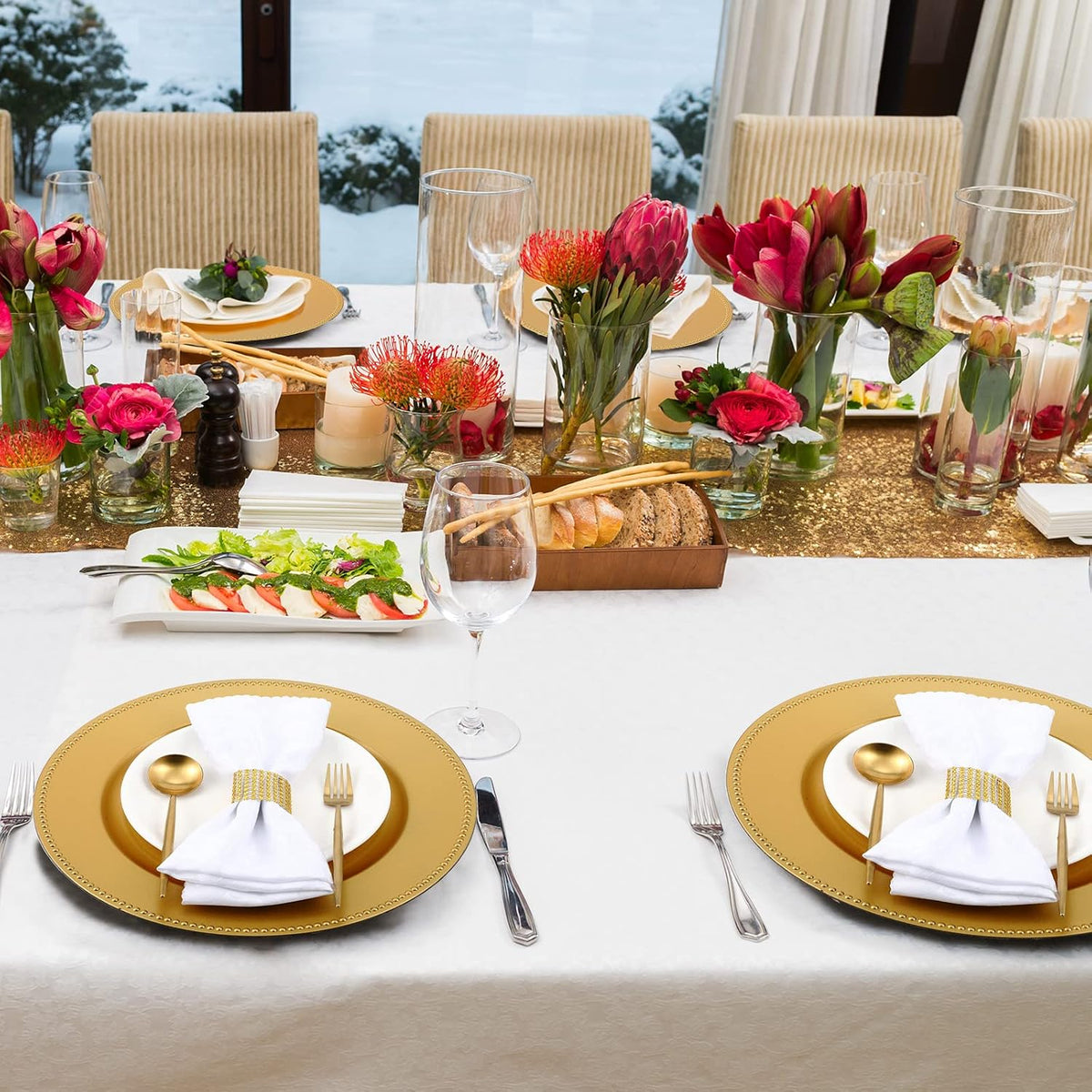 Gold charger plate set for showers and receptions