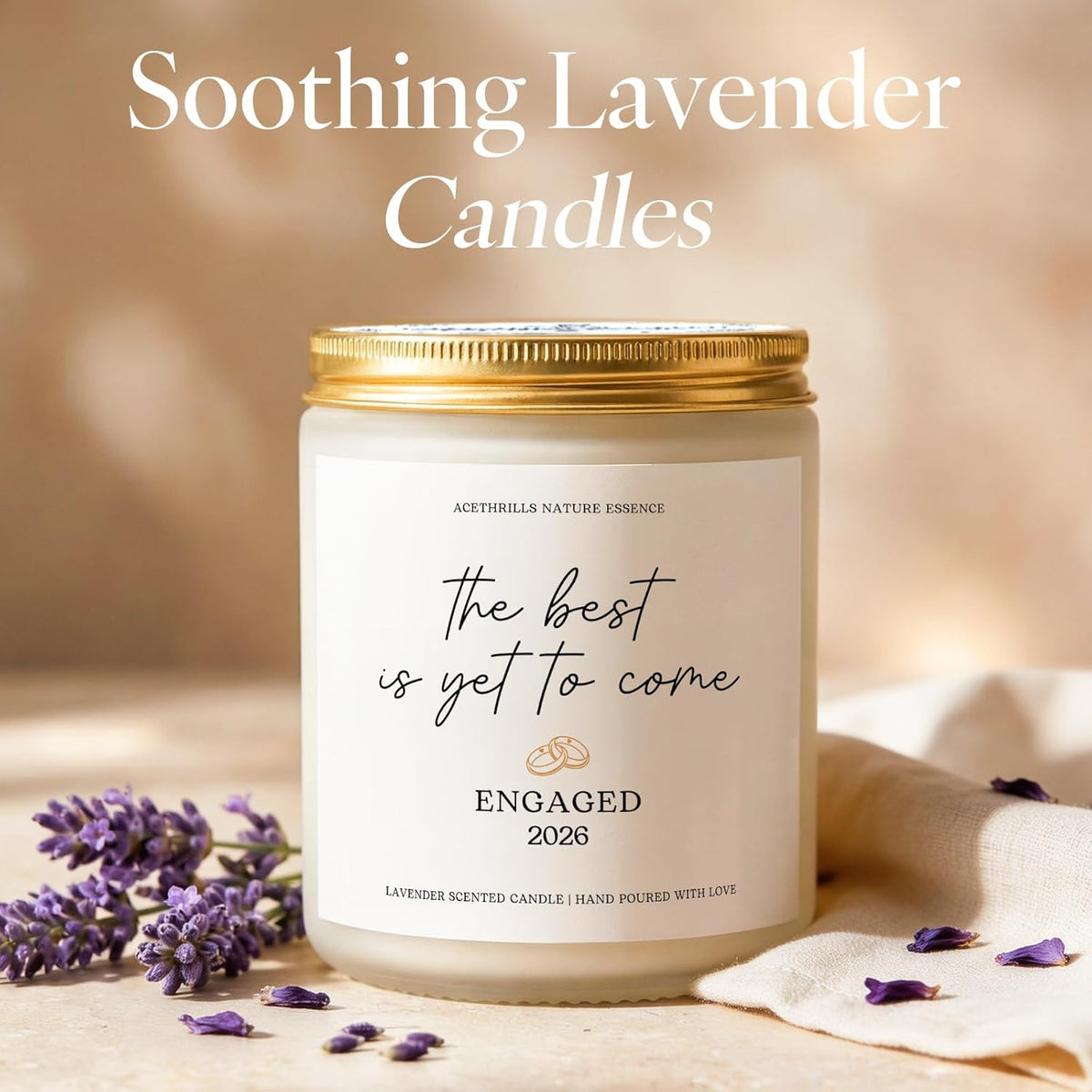 Seven-ounce lavender scented engagement candle