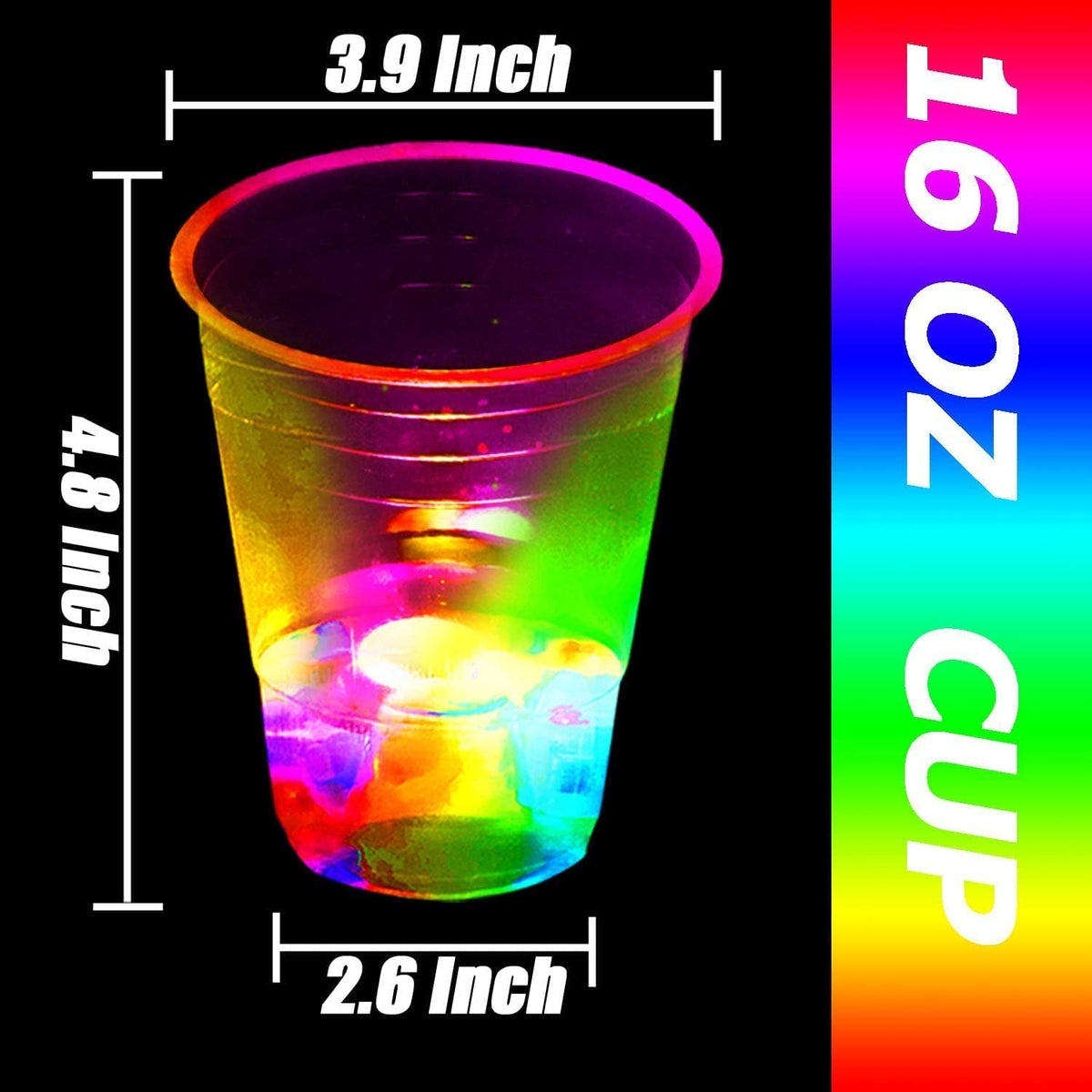 Glowing 16 oz party cups with color-flashing lights