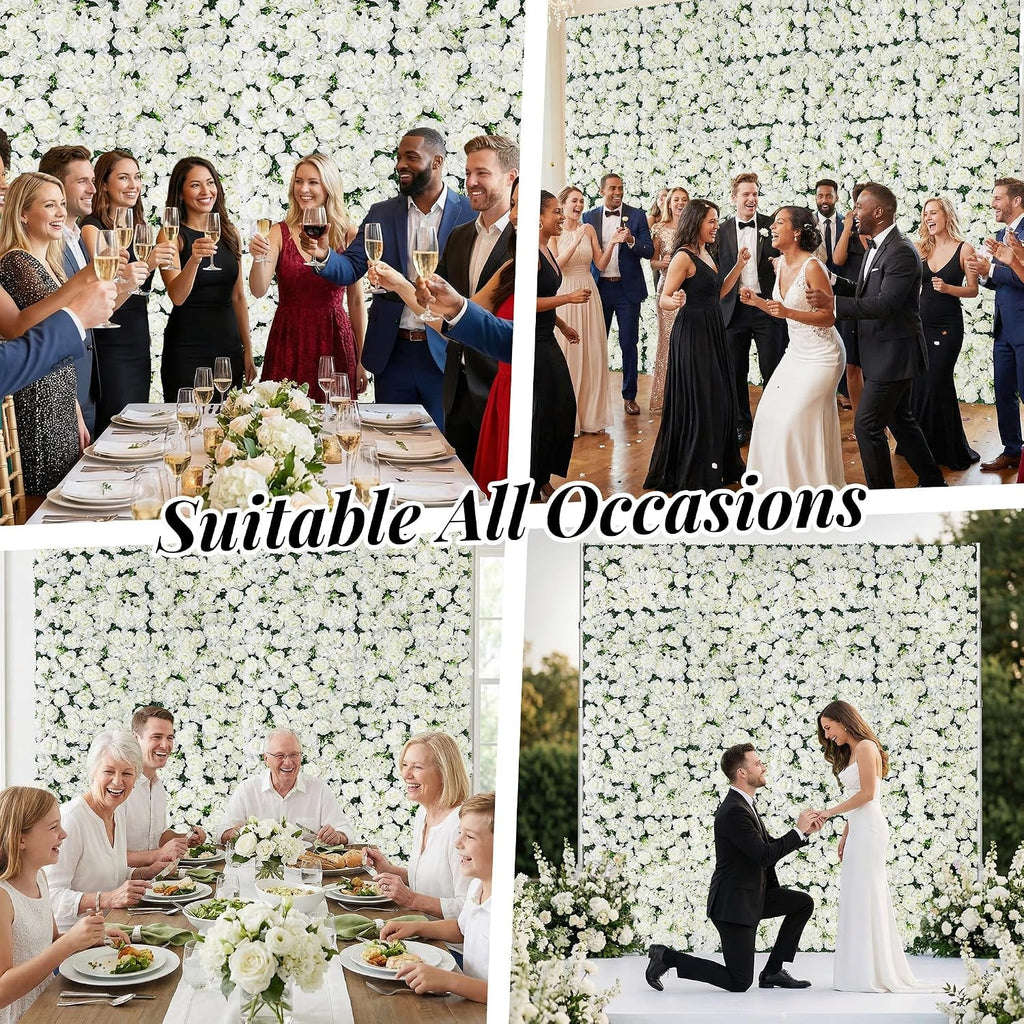 Artificial white flower wall for photo backdrops