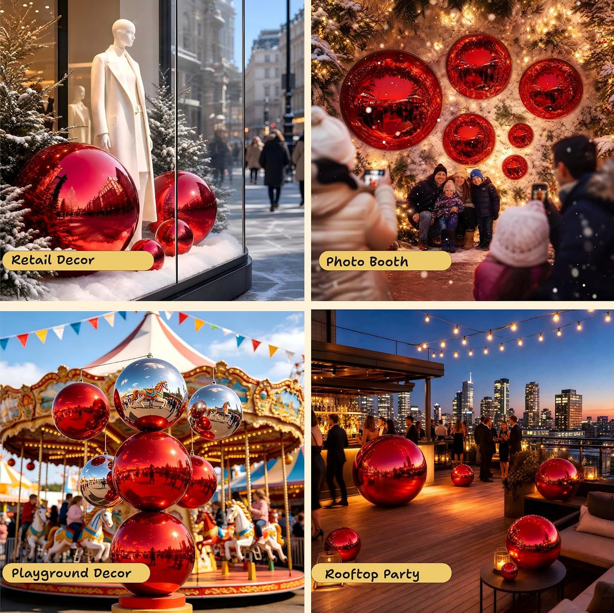 Red mirror-style inflatable ball for parties