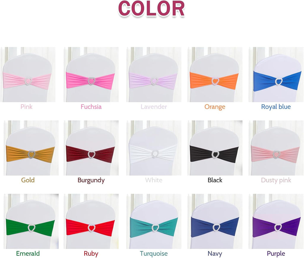Reusable white spandex chair sashes for event décor
