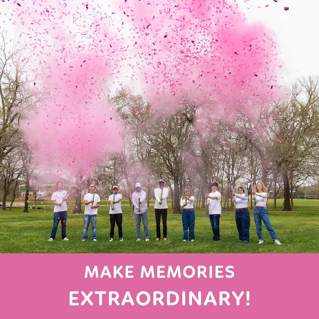Two-pack pink gender reveal cannons