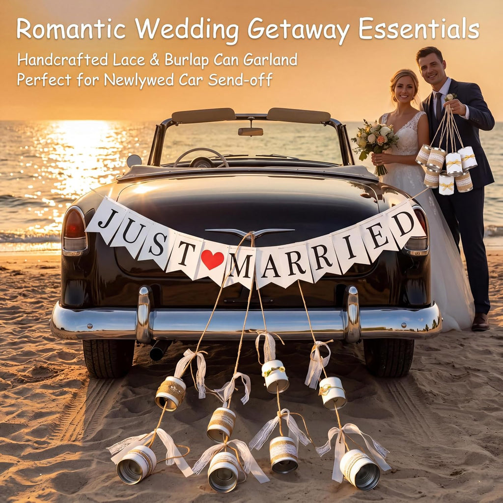 Wedding vehicle decoration kit with banner and bows