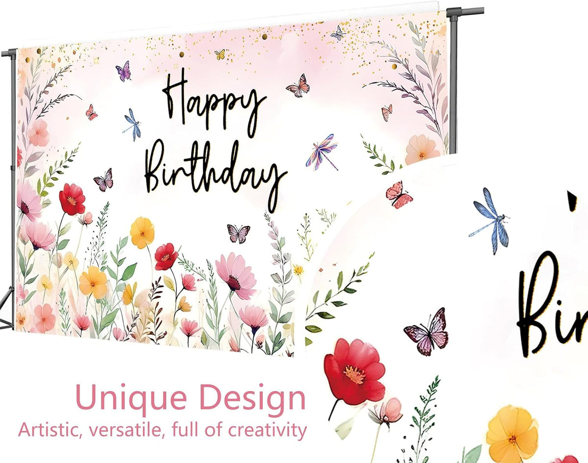 Pink floral backdrop for birthdays and event photo areas