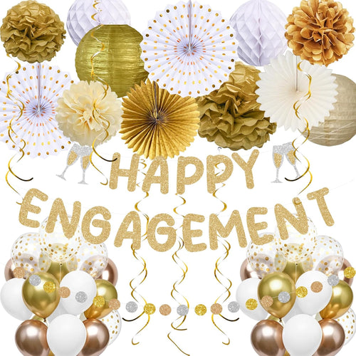 Champagne gold Happy Engagement party decoration set