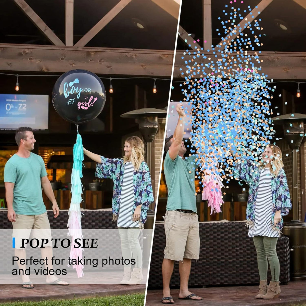 Black balloons for pink or blue gender reveal