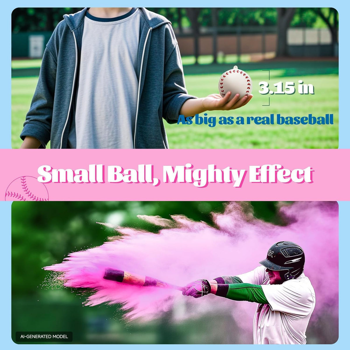 Gender reveal baseball kit for outdoor celebrations