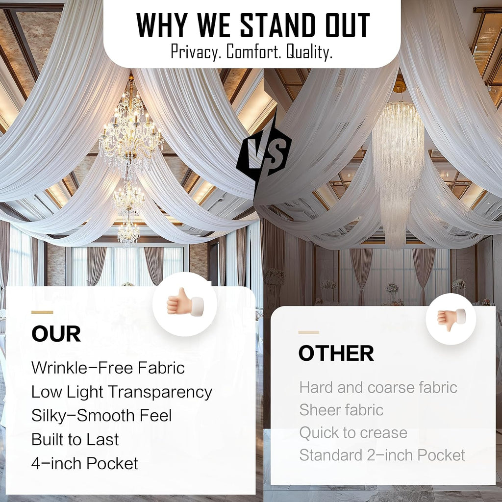 White event drapes for ceilings and backdrops