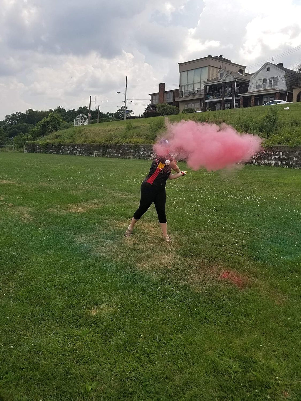 Pink powder baseball for baby reveal parties