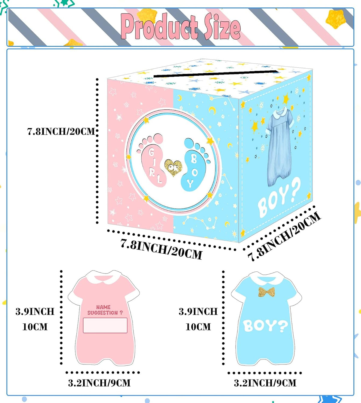 Gender reveal ballot cards for party guests