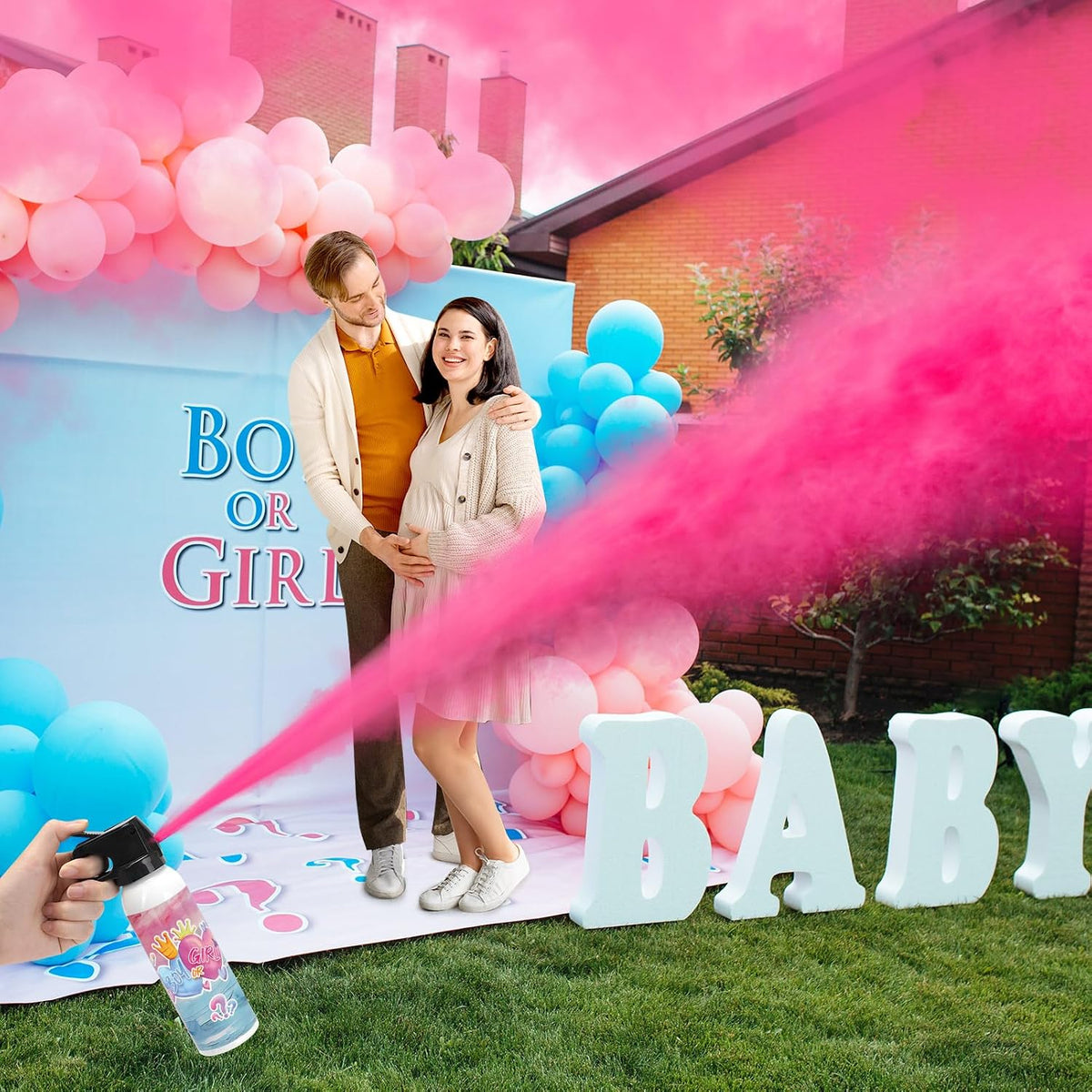 Small pink gender reveal powder fire extinguisher props