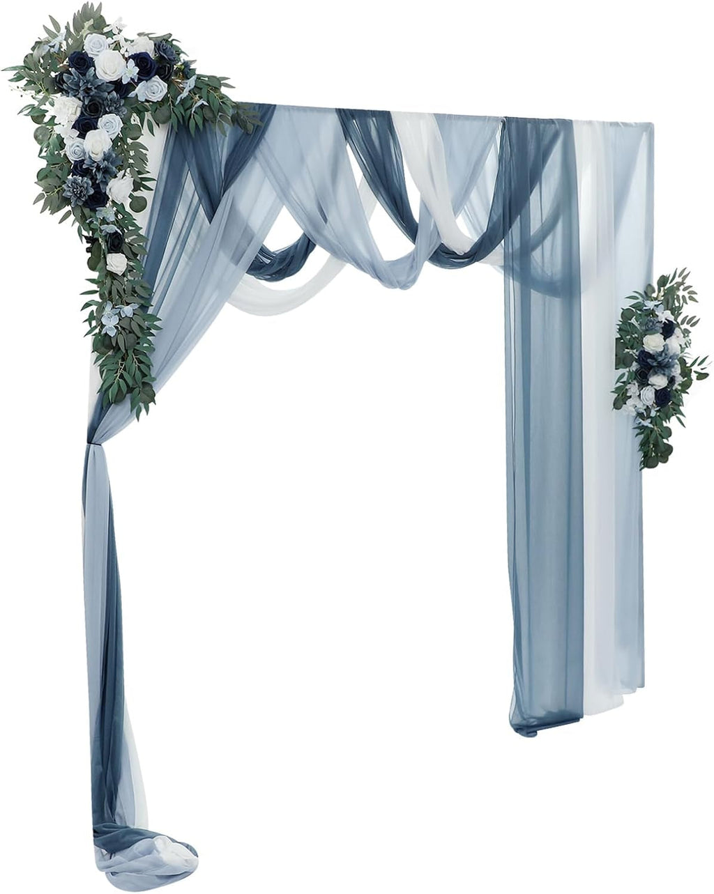 Blue artificial floral décor with chiffon fabric