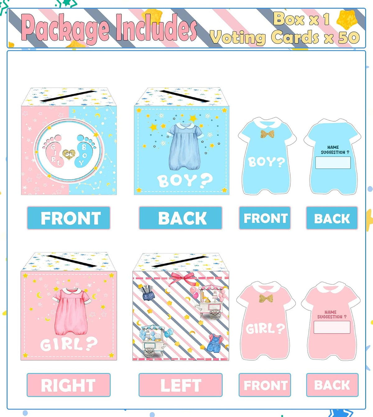He or she gender reveal voting game set