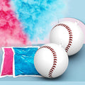 Pink and blue powder gender reveal baseball set