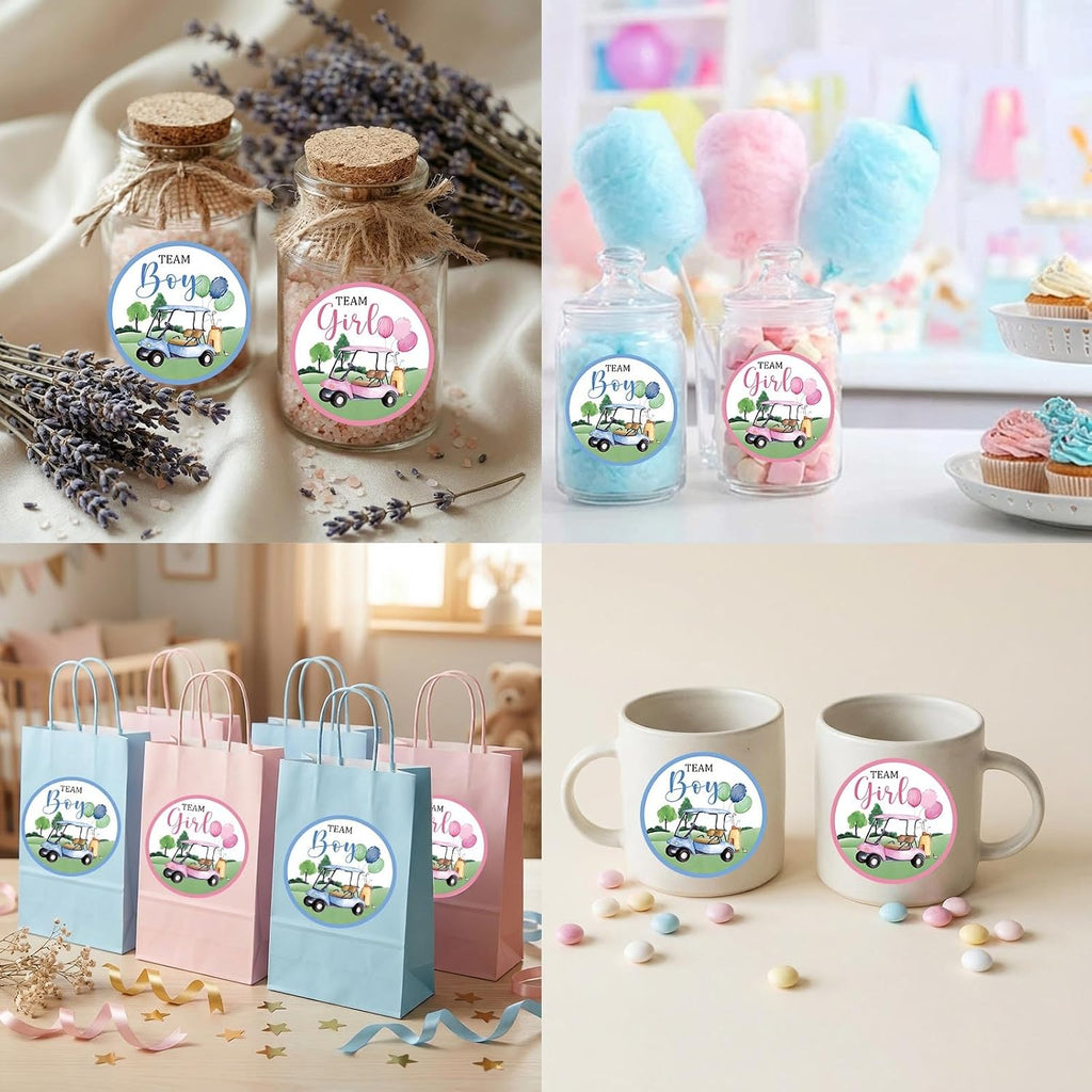Golf gender reveal stickers for favors and voting
