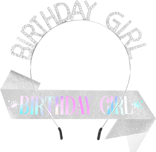 Birthday Girl headband and sash set
