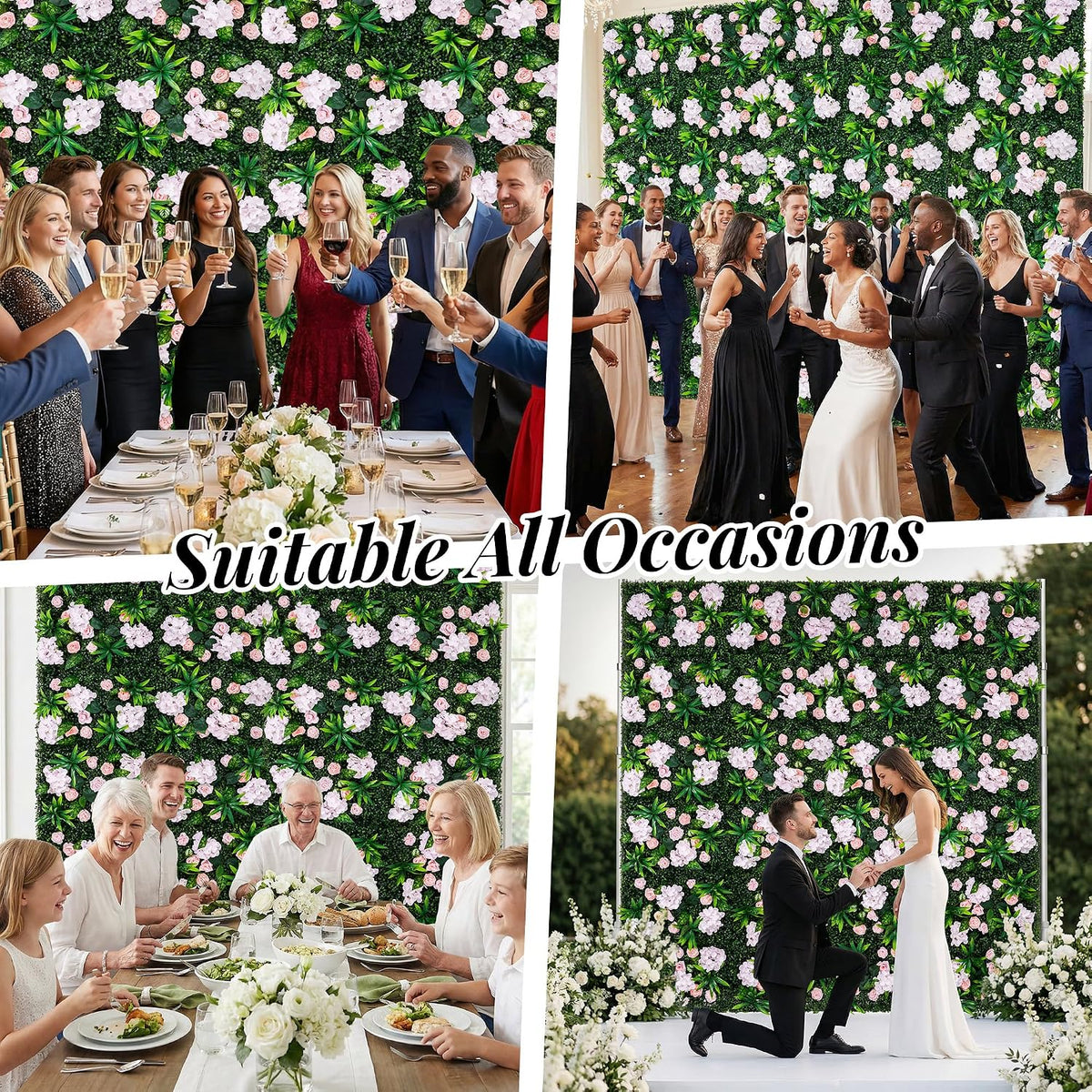 Artificial pink flower wall for photo backdrops