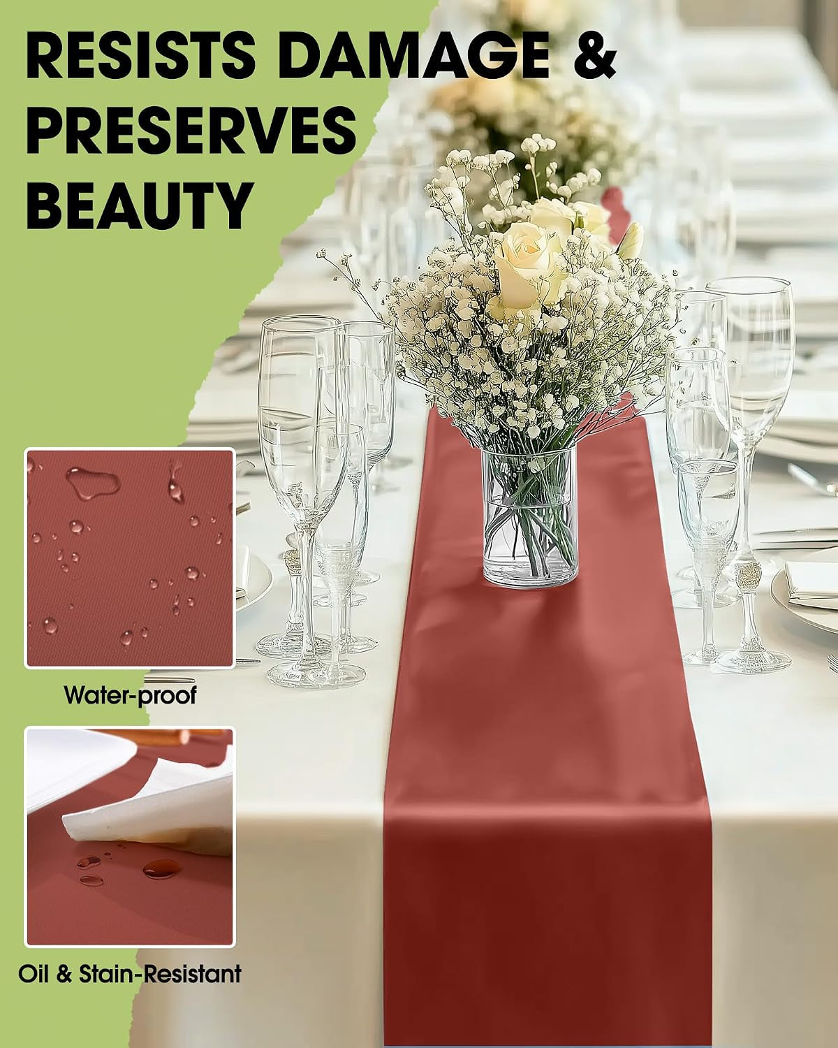 Terracotta table runner for weddings and showers