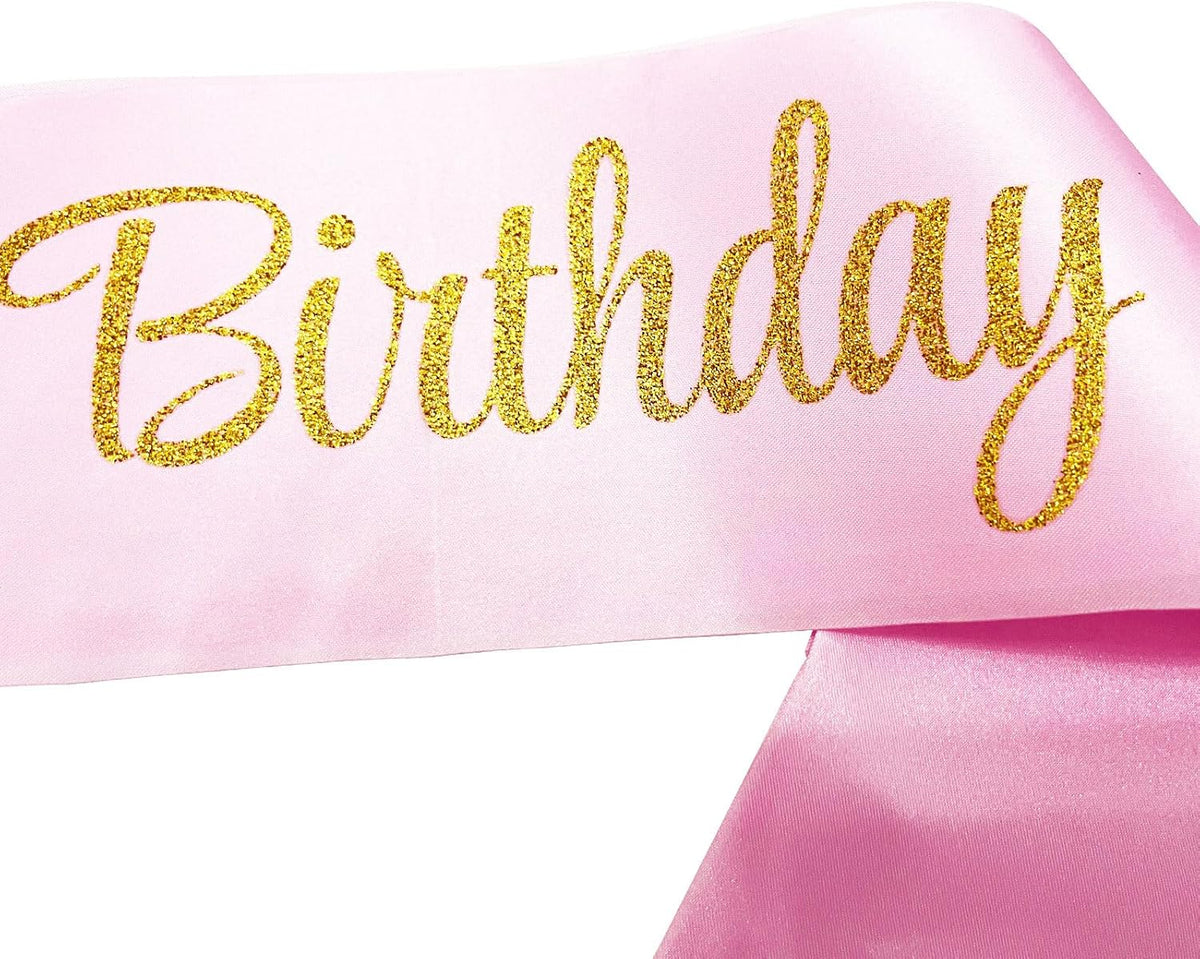 Milestone 21st birthday sash in pink and gold