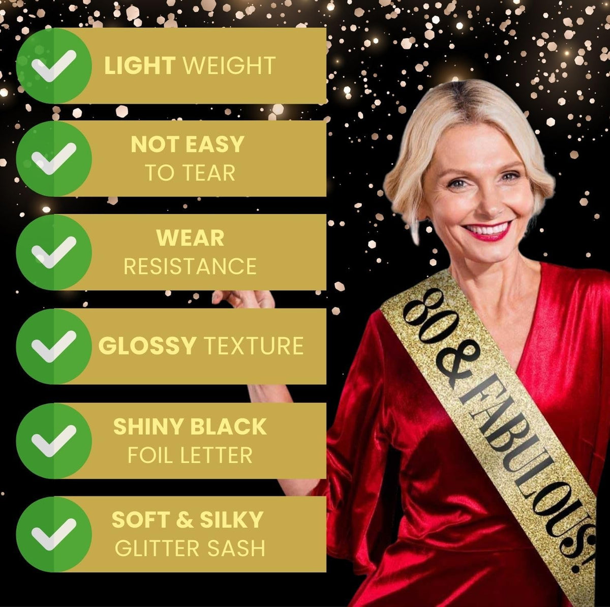 Gold milestone birthday sash for party photos
