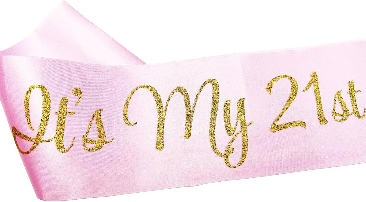 Pink and gold birthday sash for a 21st birthday