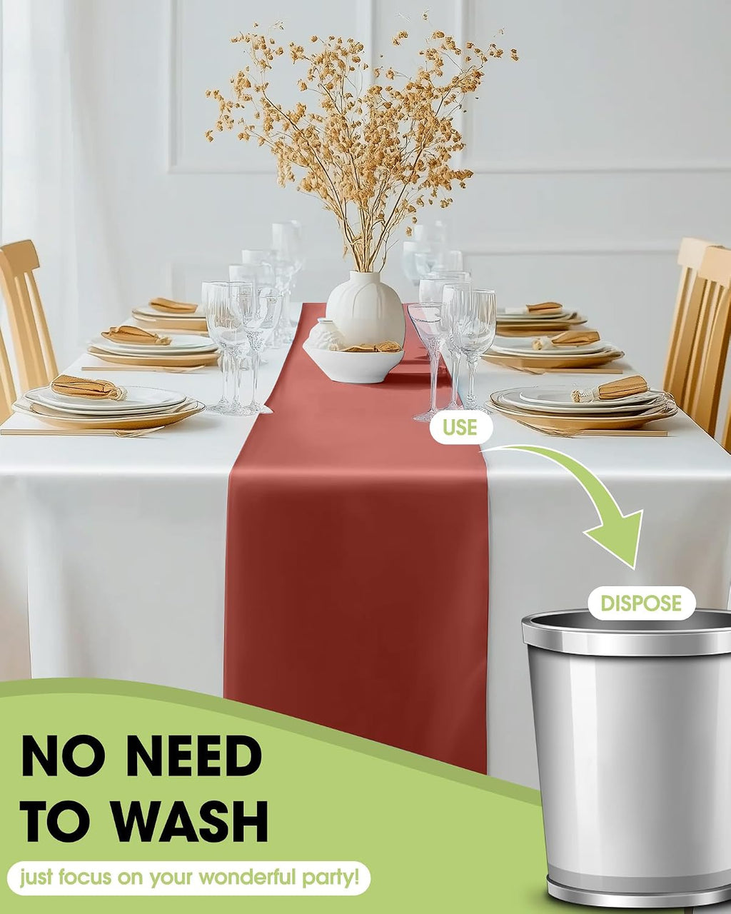 Disposable terracotta runner for reception tables