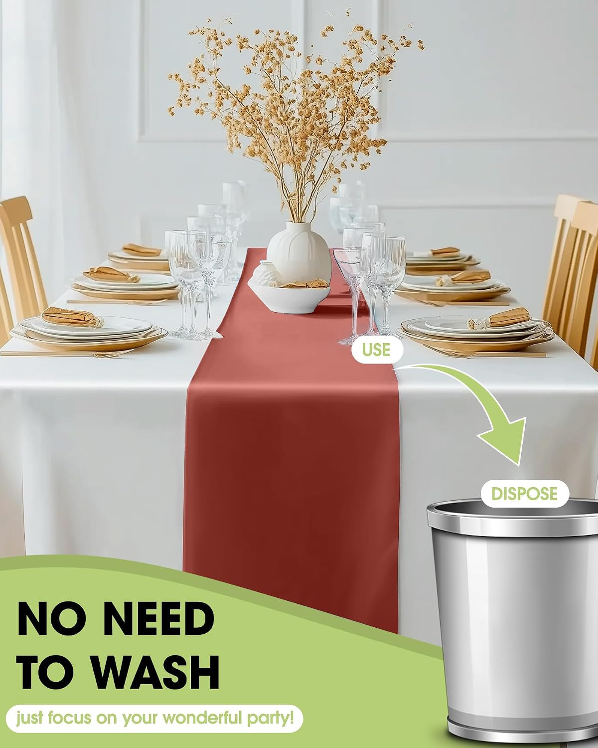 Disposable terracotta runner for reception tables