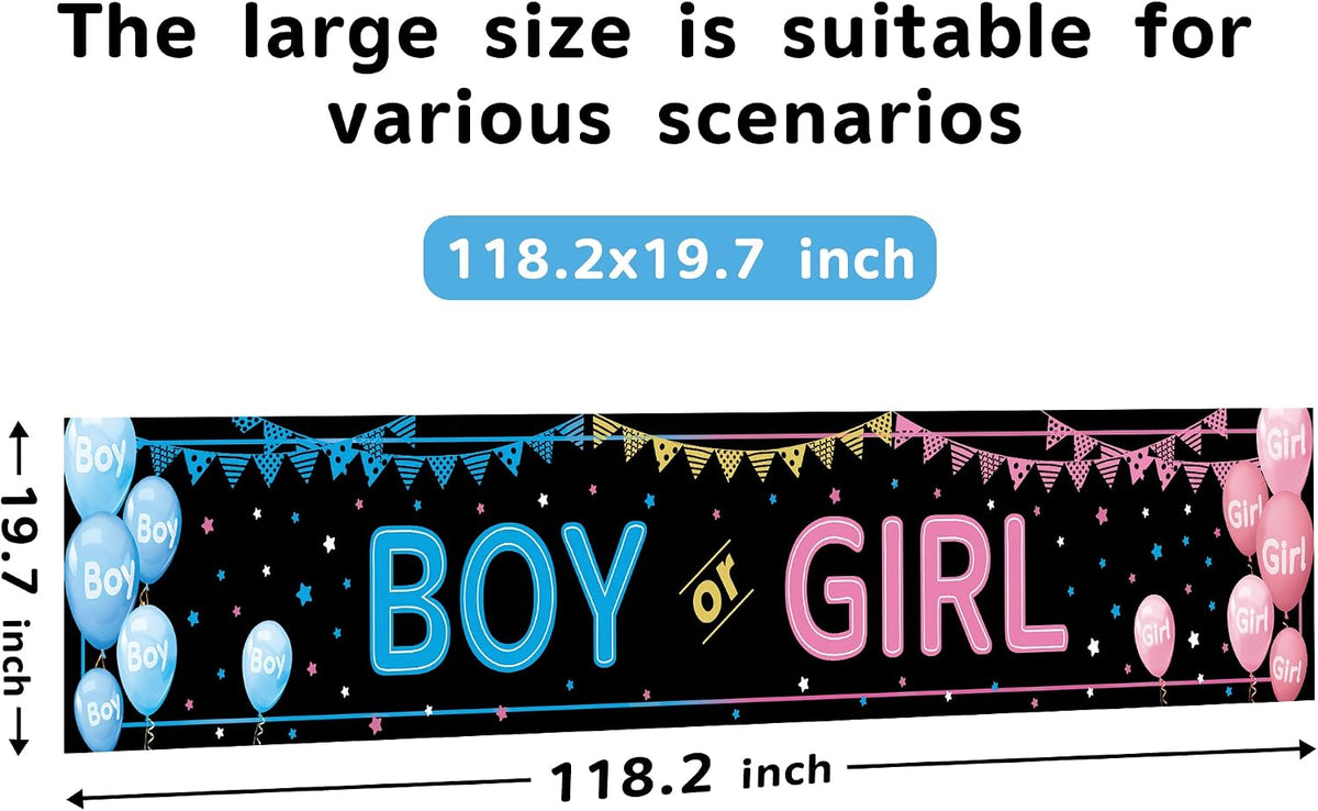 Extra-wide pink and blue gender reveal banner
