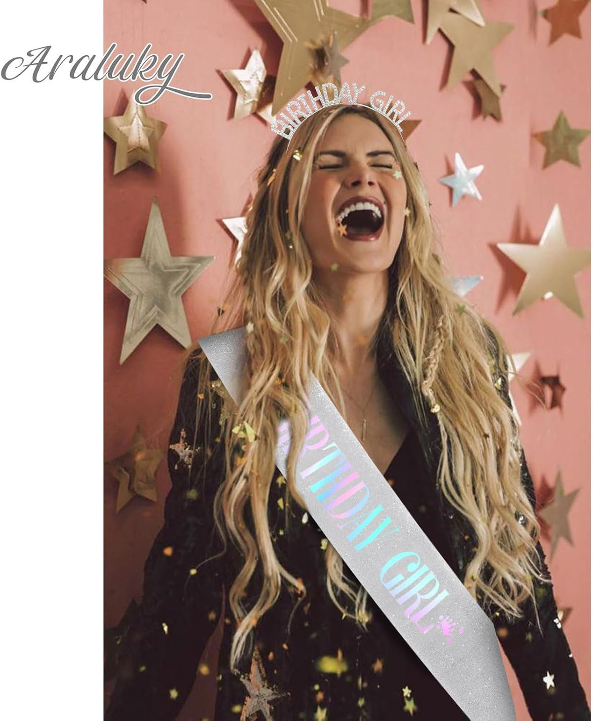 Silver Birthday Girl party accessory set