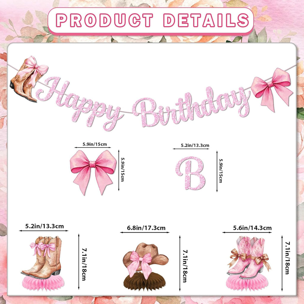 Cowgirl birthday party decorations in pink