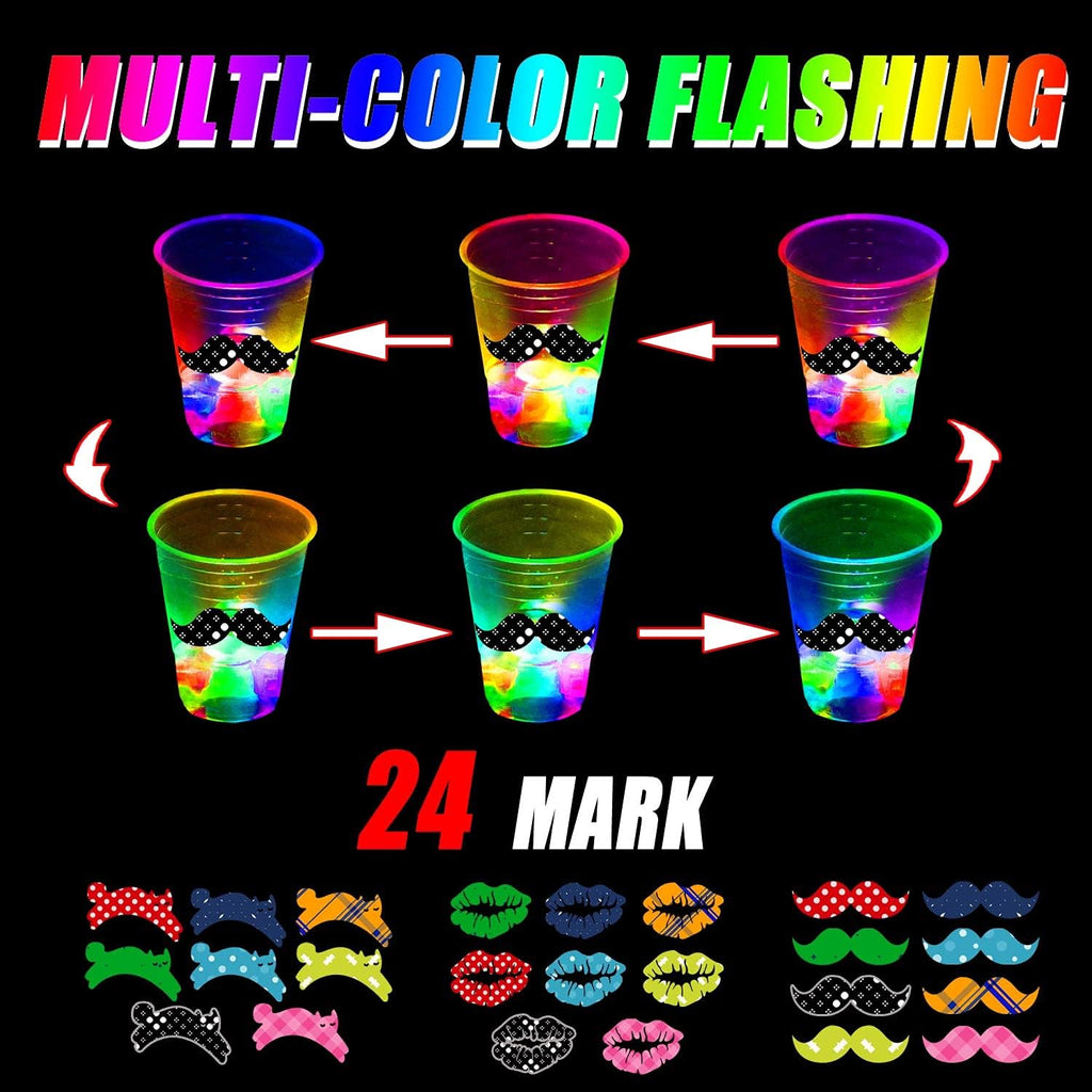 Flashing light-up party cups for indoor and outdoor events