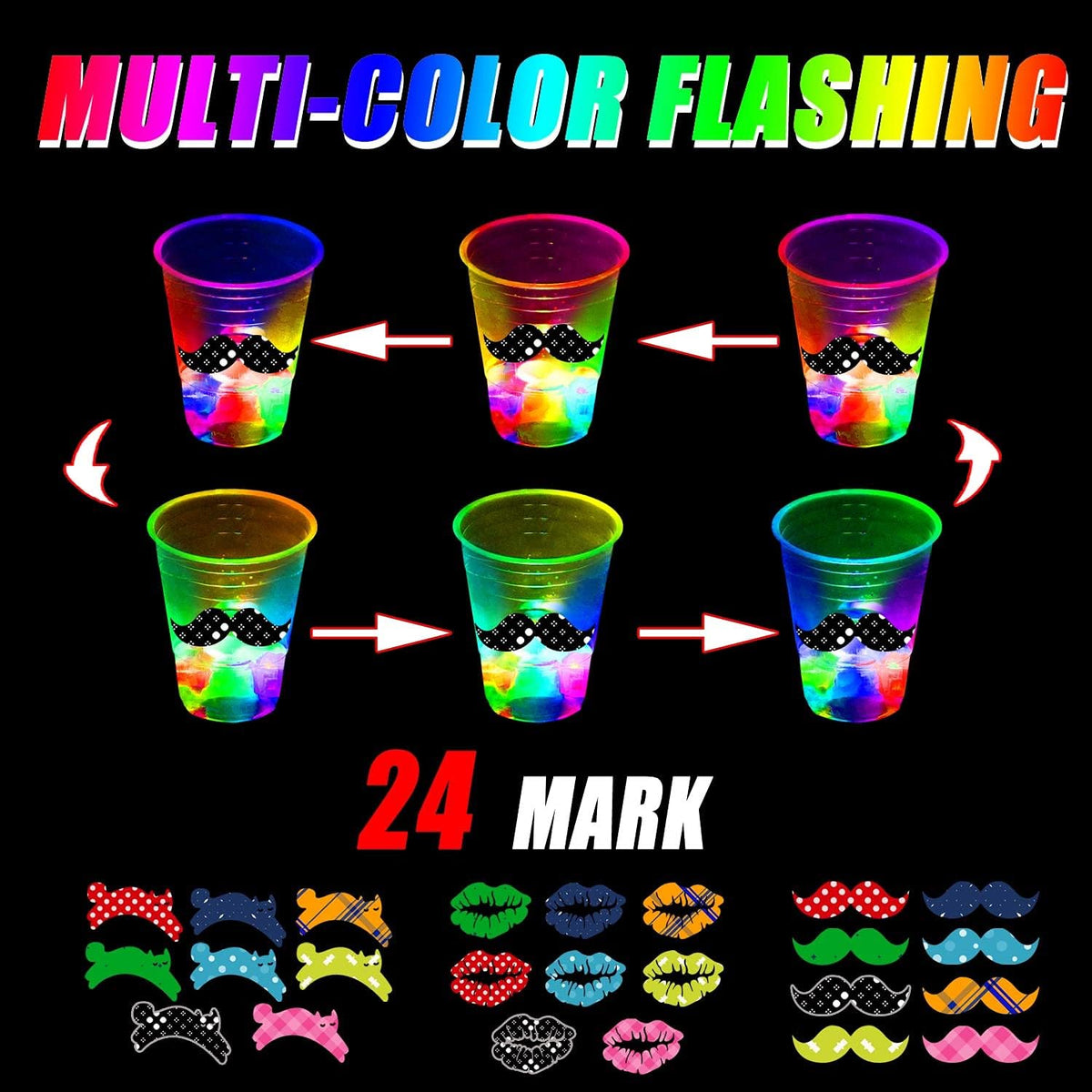 Flashing light-up party cups for indoor and outdoor events