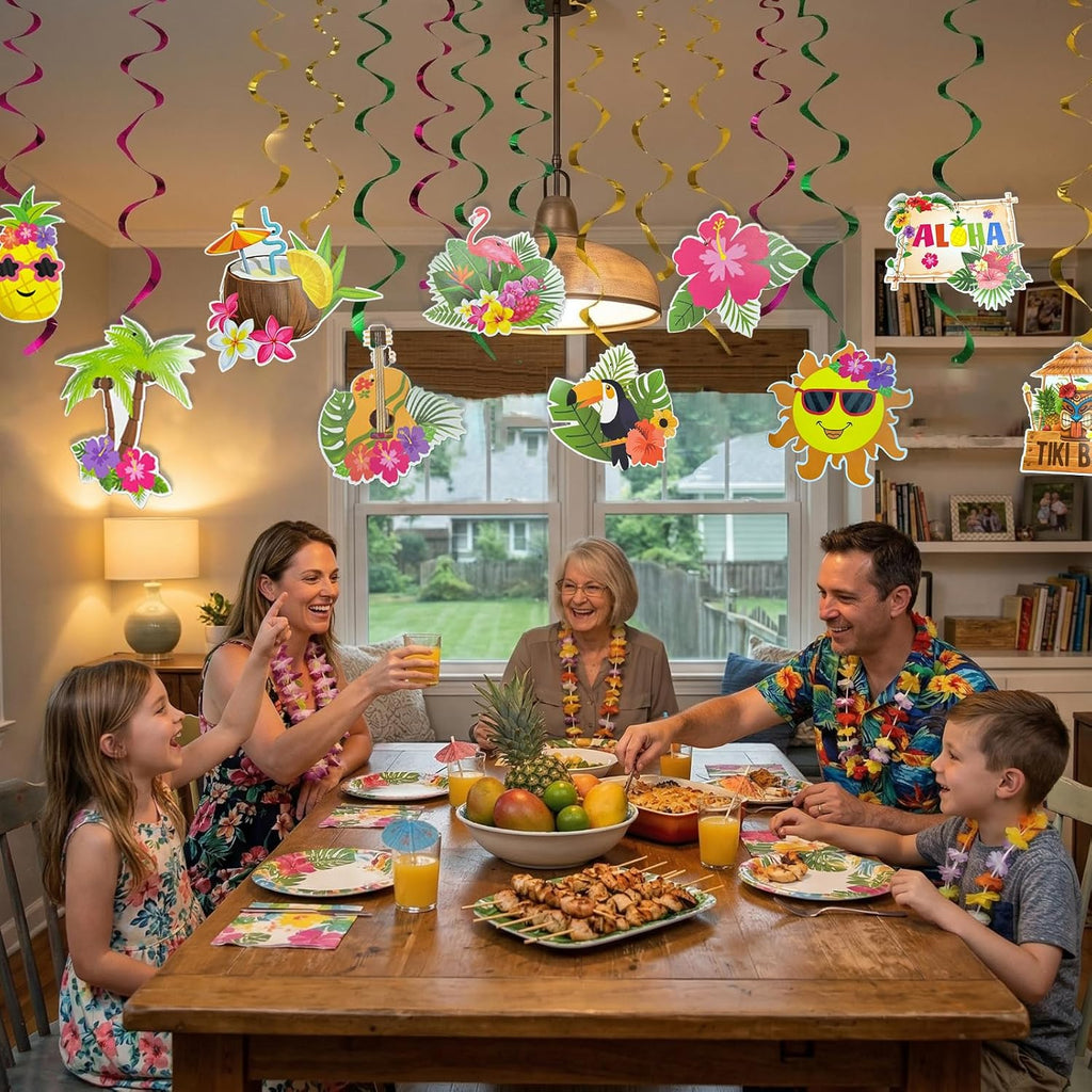 Tropical luau swirl set for summer parties