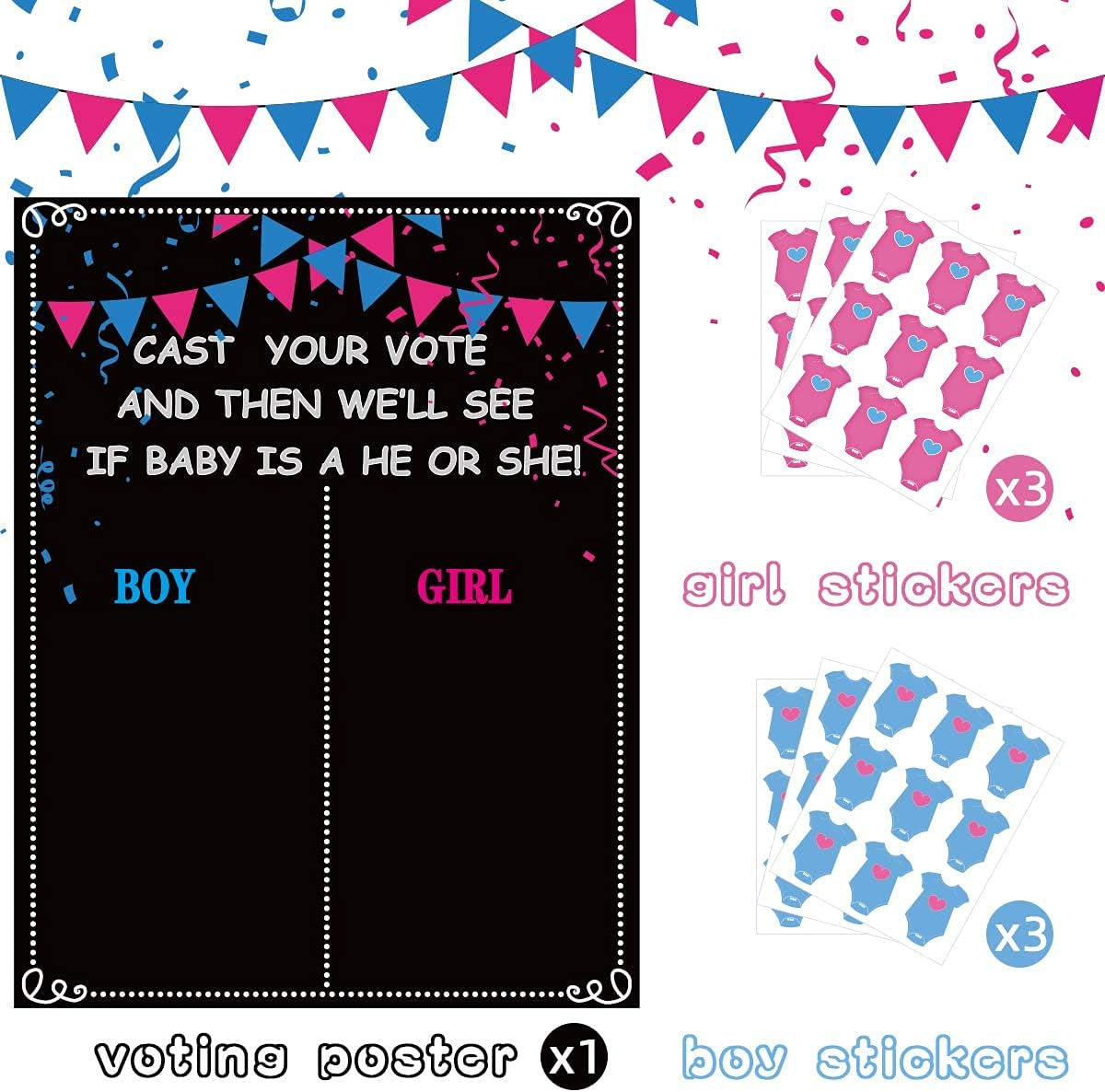Boy or girl voting game for gender reveal parties